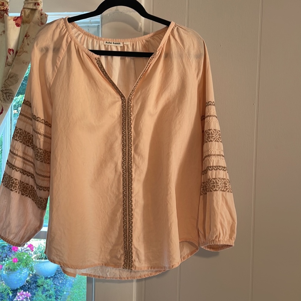 Roller Rabbit  Embroidered Top Peach,Large